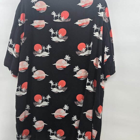 No Boundaries Men's Black Button Down Rayon Short Sleeve Hawaiian 3xl - Picture 2 of 8